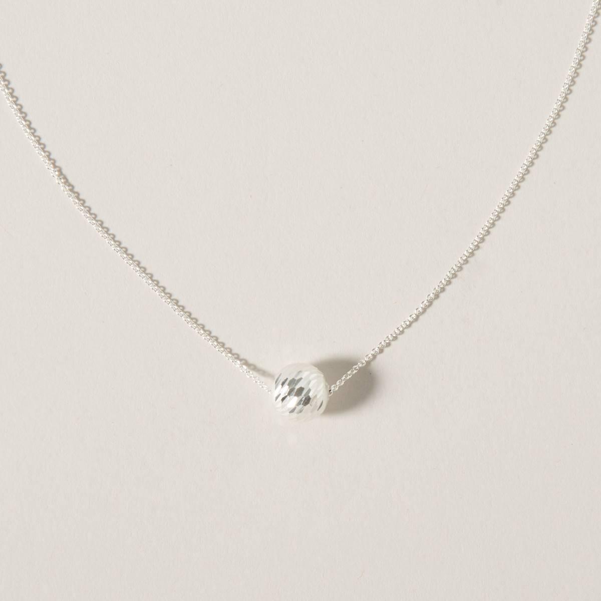Sterling Silver Diamond Cut 10mm Bead Slider Necklace