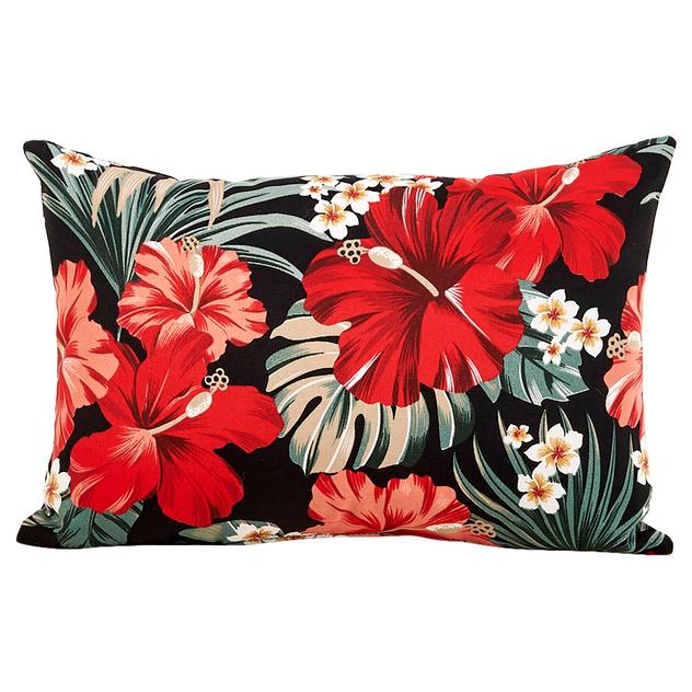 Jordan Manufacturing Floral Lumbar Toss Pillow - Black/Red