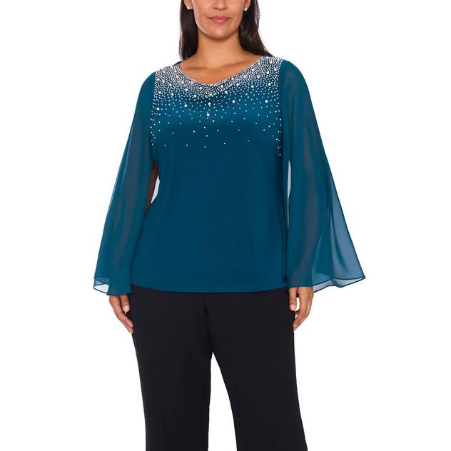 Plus Size MSK Embellished Flutter Sleeve Blouse