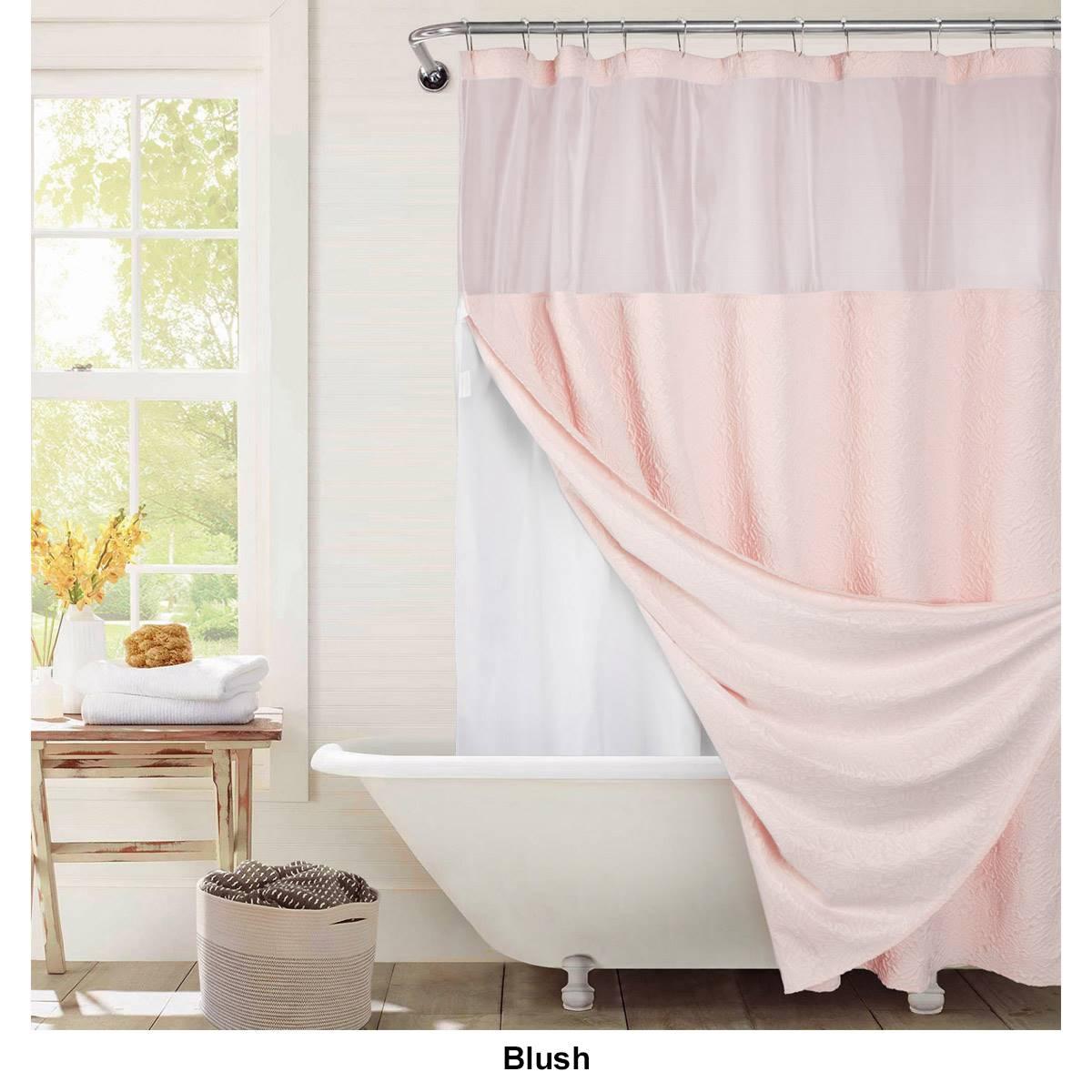 Awesome Home Starburst Crinkle Snap-In Liner Shower Curtain
