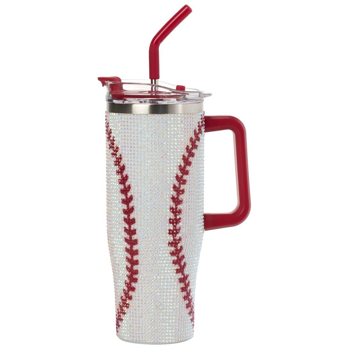 Wellness 40oz. Bling Baseball Stainless Steel Tumbler with Straw