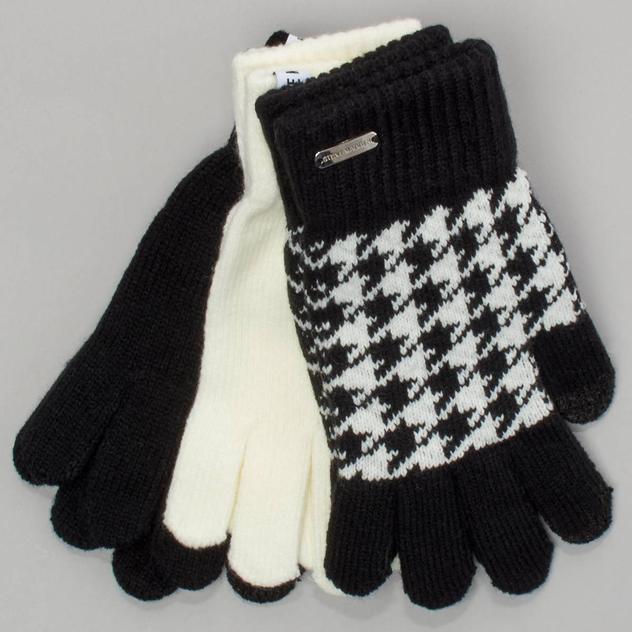 Womens Steve Madden 3pk. Jacquard & Solid Glove Set