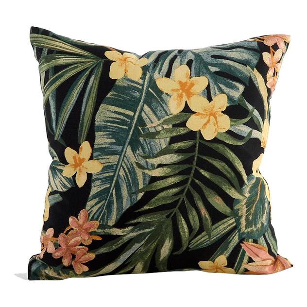Jordan Manufacturing Outdoor Toss Pillow - Black Yellow Floral