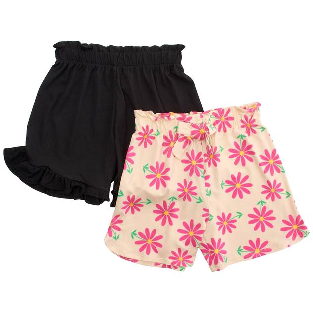 Girls (7-16) Insta Girl® 2pk. High Waist Flower & Solid Shorts