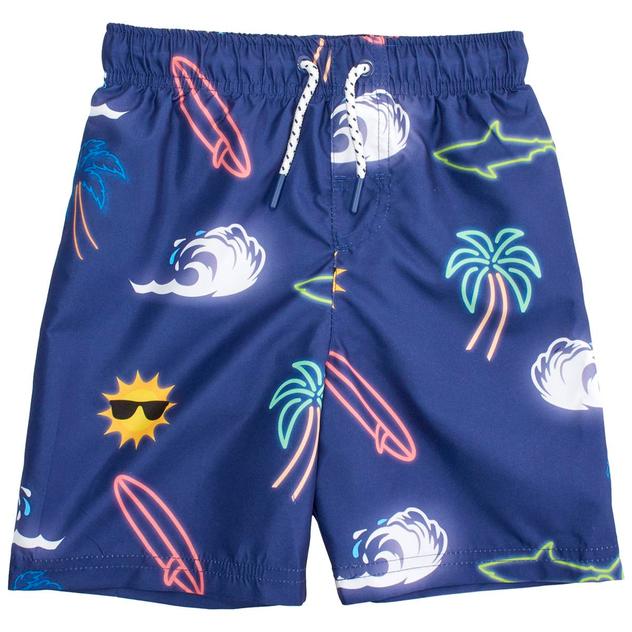 Boys (4-7) SURFZONE® Neon Icons Swim Trunks