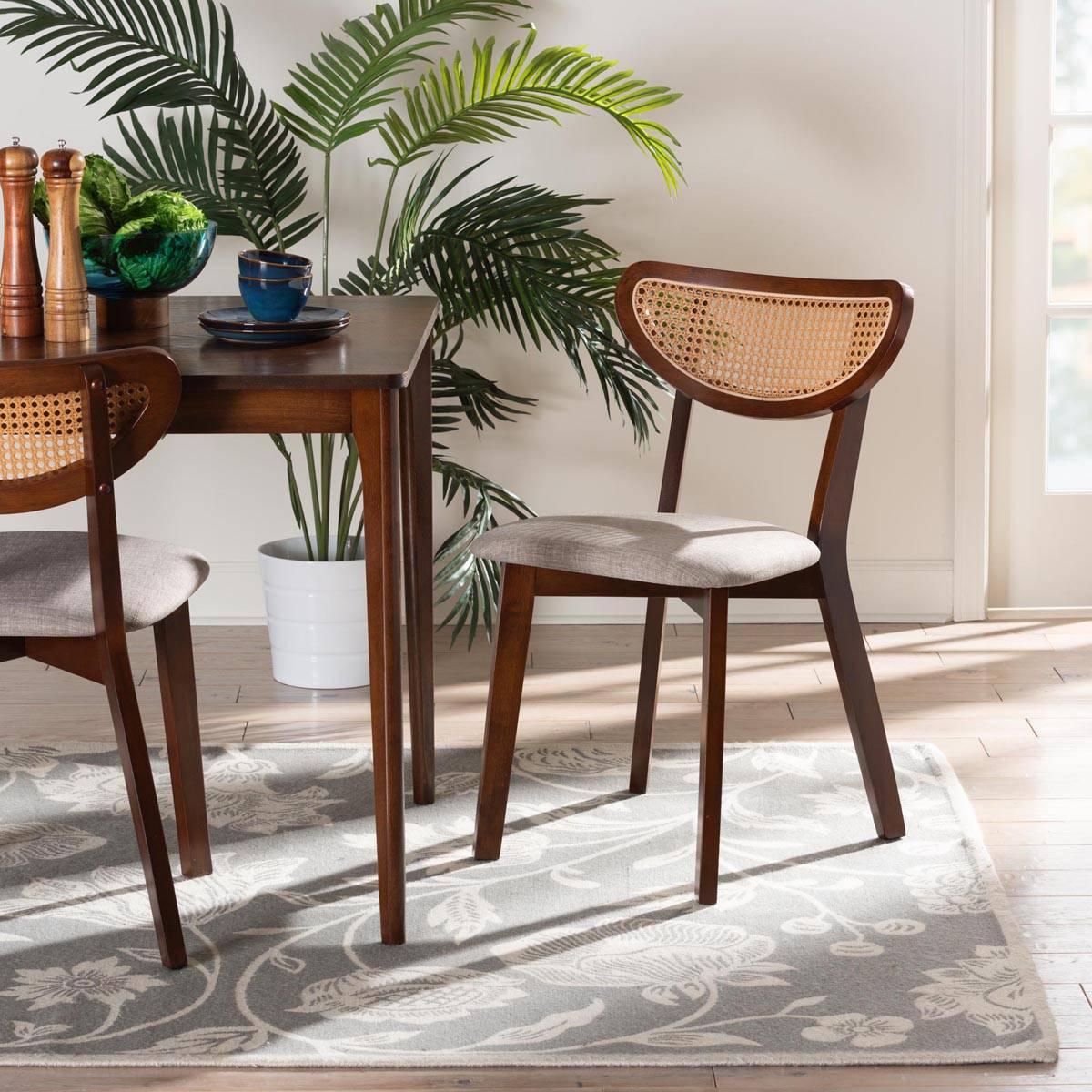 Baxton Studio Dannell Mid-Century Modern Grey Fabric Dining Chair