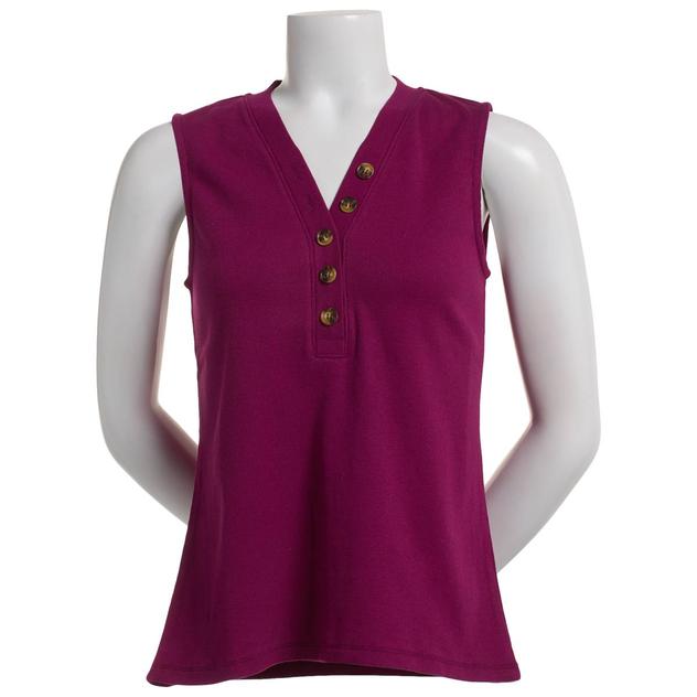 Womens Architect® 2x2 Solid Ribbed Henley Tank Top
