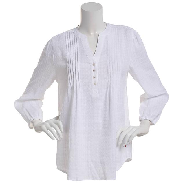 Womens Tommy Hilfiger Sports Textured Pintuck Blouse