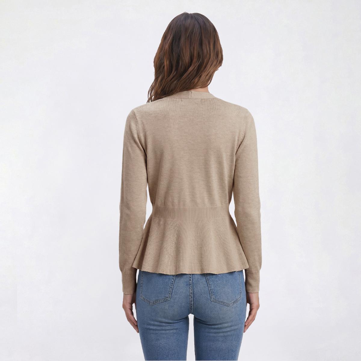 Womens 89th & Madison Long Sleeve Peplum Cardigan