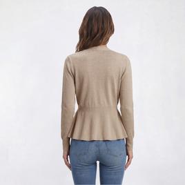 Womens 89th & Madison Long Sleeve Peplum Cardigan