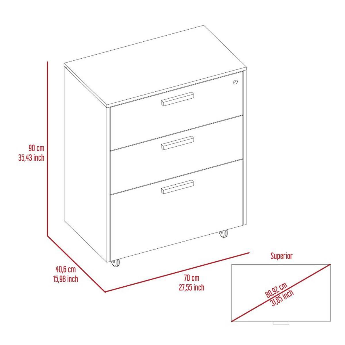 FM FURNITURE Penny 3 Drawer Storage Cabinet
