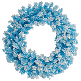 Northlight Pre-Lit Sky Blue Flocked Pine  Christmas Wreath