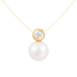 Splendid Pearls 14kt. Gold Pearl Pendant w/ Diamond Bezel