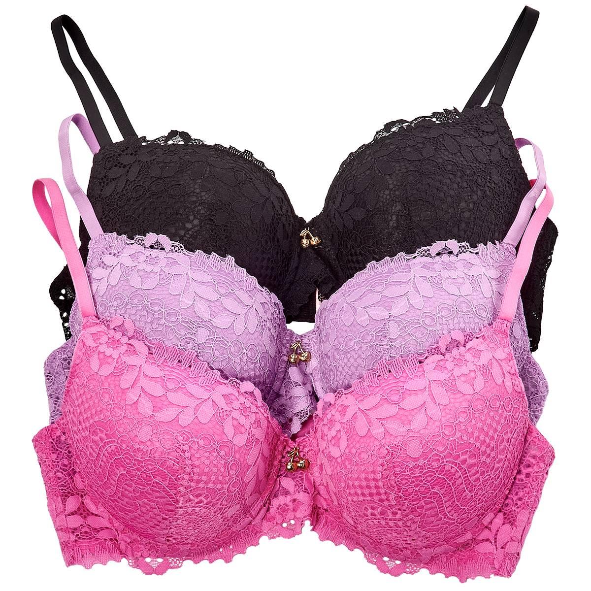 Juniors Juicy Couture 3pk. Lace Push-Up Bras w/Charm JC6308-3PKAE