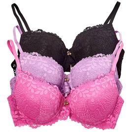 Juniors Juicy Couture 3pk. Lace Push-Up Bras w/Charm JC6308-3PKAE