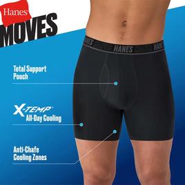 Mens Hanes® Moves 4pk. Performance Boxer Briefs - Blue/Black