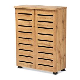 Baxton Studio Adalwin Oak Brown Wood 2-Door Shoe Storage Cabinet