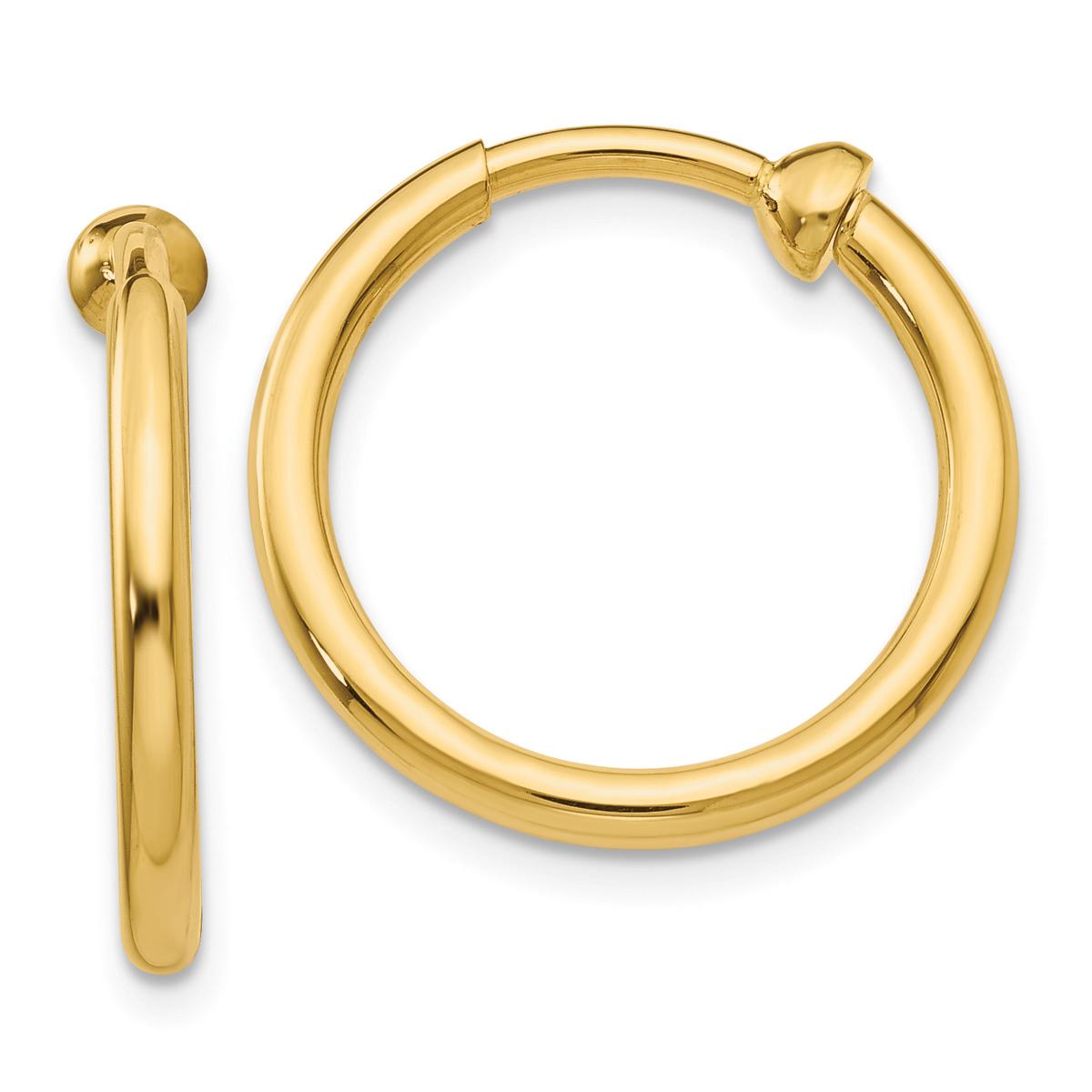 Gold Classics(tm) 14k 15x2mm Non-Pierced Hoop Earrings