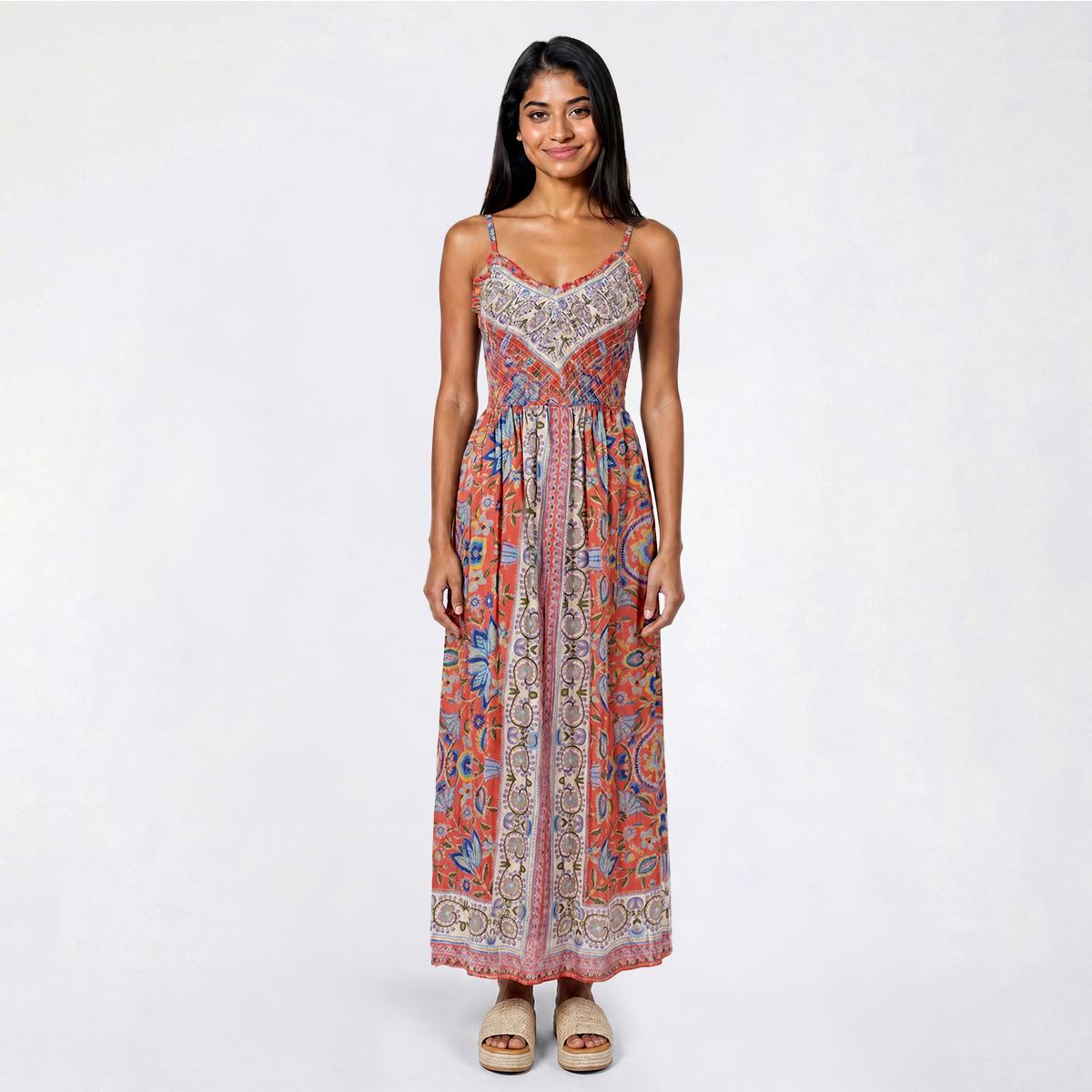 Juniors Angie Wide Strap Patchwork Maxi Dress