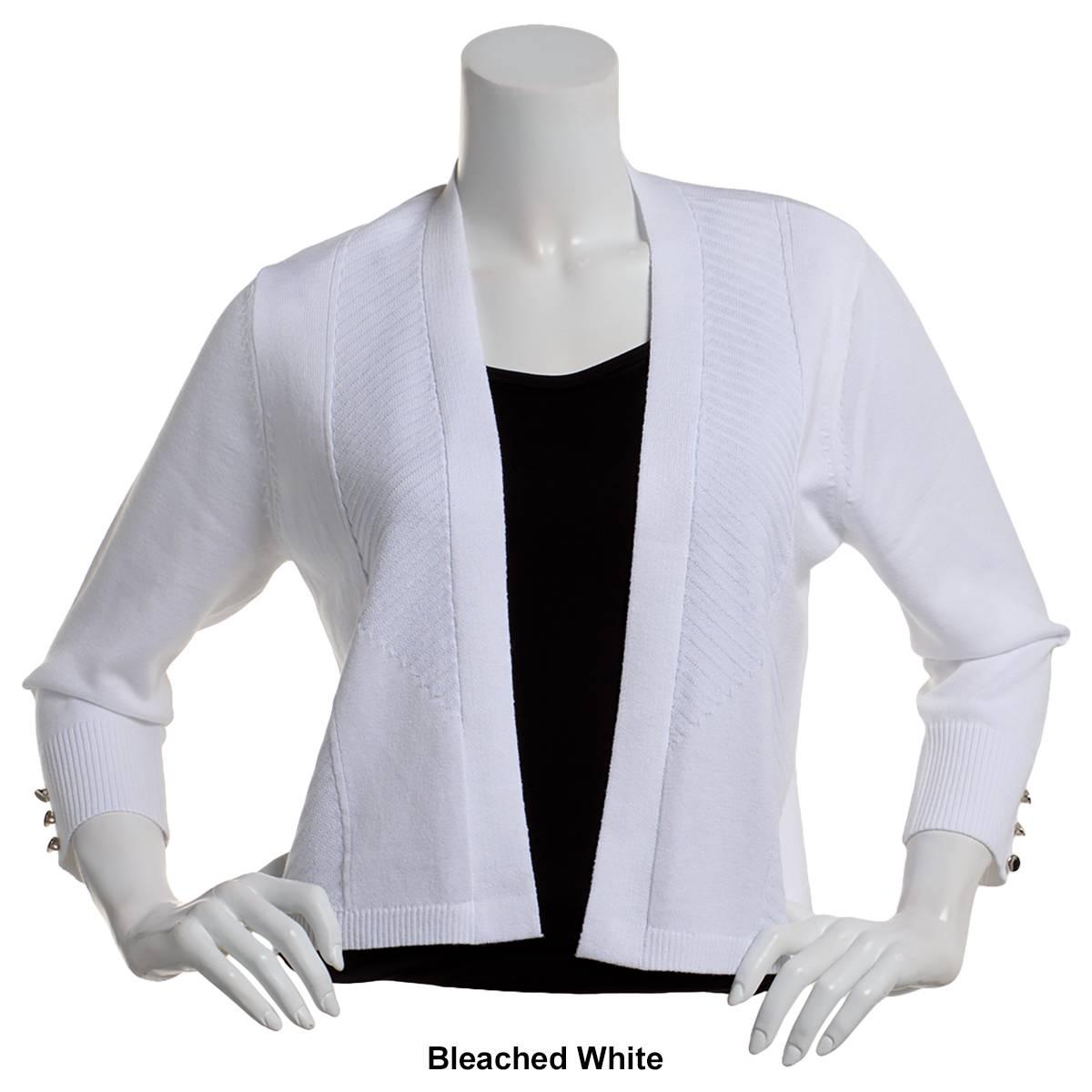 Womens 89th & Madison Button Sleeve Princess Seam Cardigan