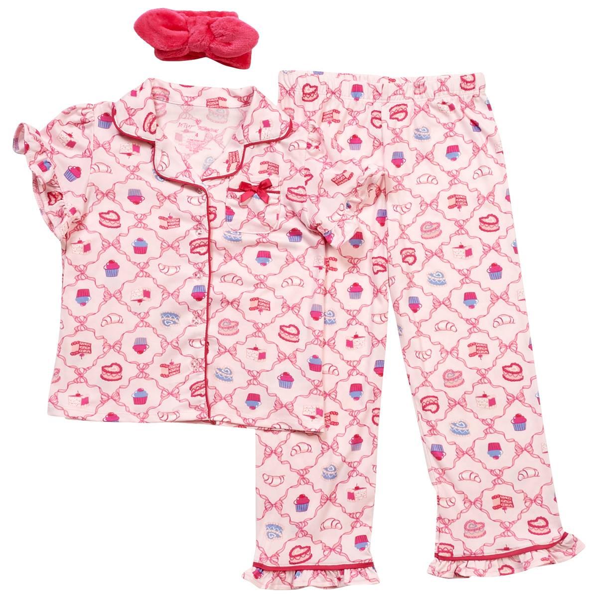 Girls (4-6x) Betsey Johnson 3pc. Cupcake/Bows Pajama Set