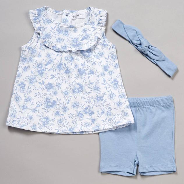 Baby Girl (12-24M) René Rofé® 3pc. Floral Top & Bike Shorts Set