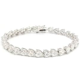 Silver Plated Cubic Zirconia Heart Link Bracelet