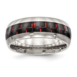 Mens Gentlemen's Classics(tm) Black & Red Carbon Fiber Inlay Band