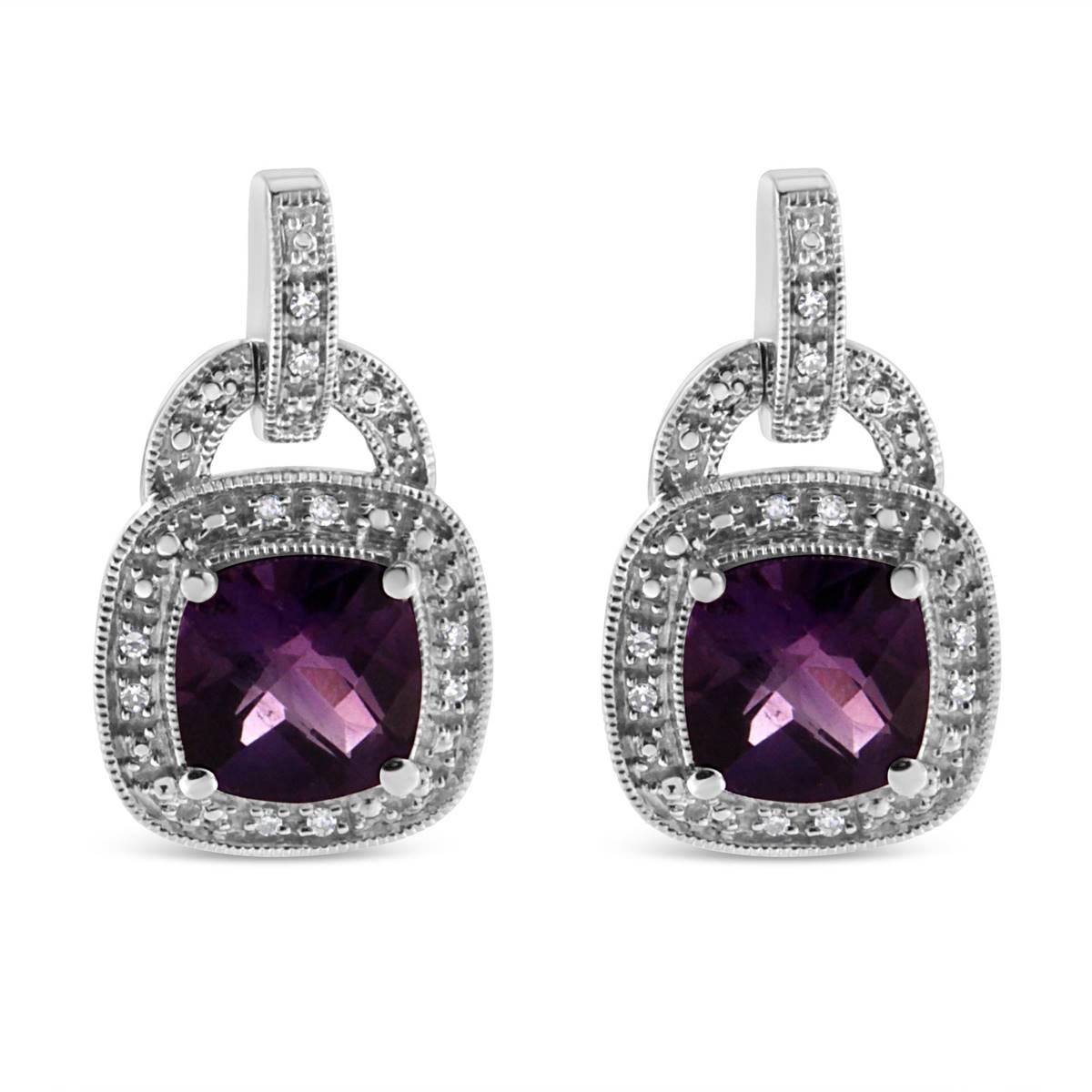 Haus of Brilliance Amethyst and Diamond Halo Earrings