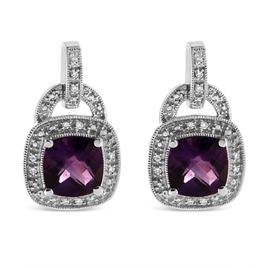 Haus of Brilliance Amethyst and Diamond Halo Earrings
