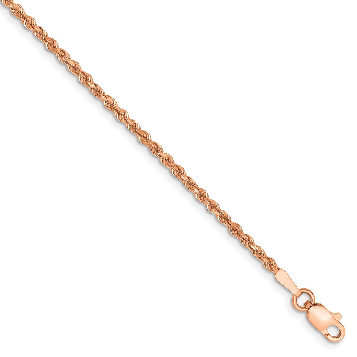 Mens Gold Classics(tm) 1.75mm. Rose Gold Diamond Cut Rope Bracelet