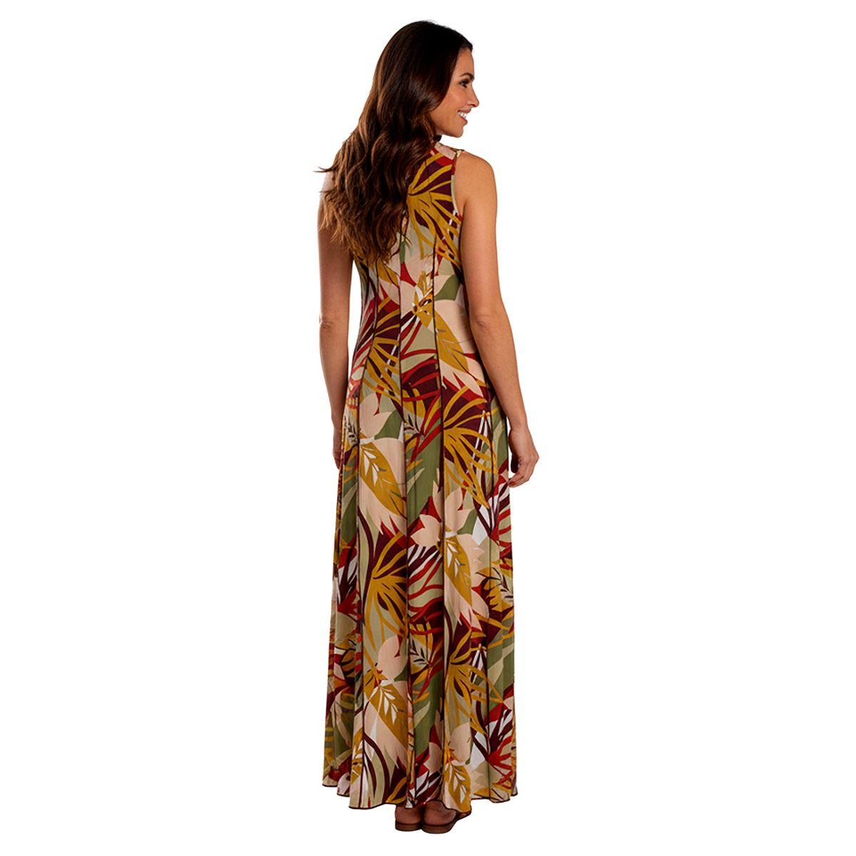 Womens Sami & Jo Sleeveless Leaf Keyhole Neck Maxi Dress