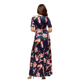 Womens 24/7 Comfort Apparel Navy Floral Casual A Line Maxi Dress