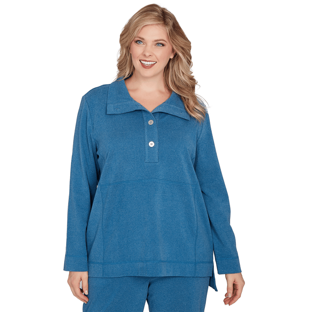 Plus Size Ruby Rd. Travel and Leisure Long Sleeve Button Sweater