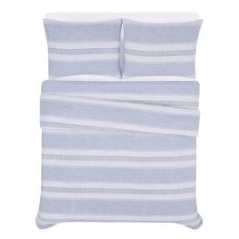 London Fog Fog Blue Stripe Duvet Cover Set