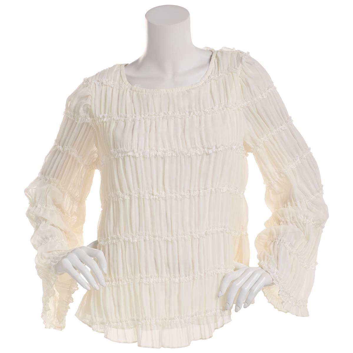 Womens Fair Hope Long Sleeve Solid Ruffle Top