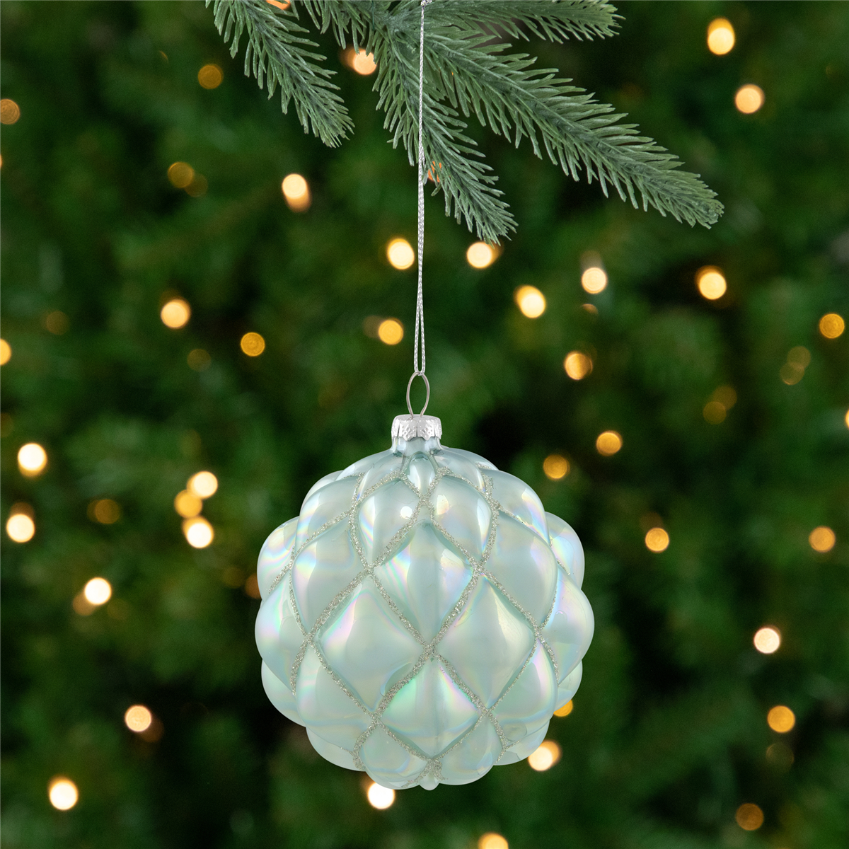 Northlight 4.5in. Iridescent Blue Glass Christmas Ball Ornament