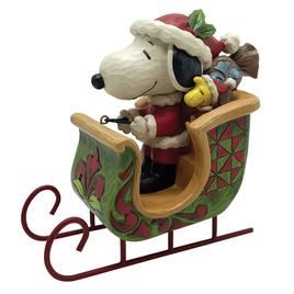 Jim Shore Peanuts Snoopy & Woodstock in Sleigh Christmas Figurine