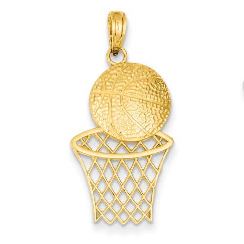 Unisex Gold Classics(tm) 14k. Basketball & Net Pendant