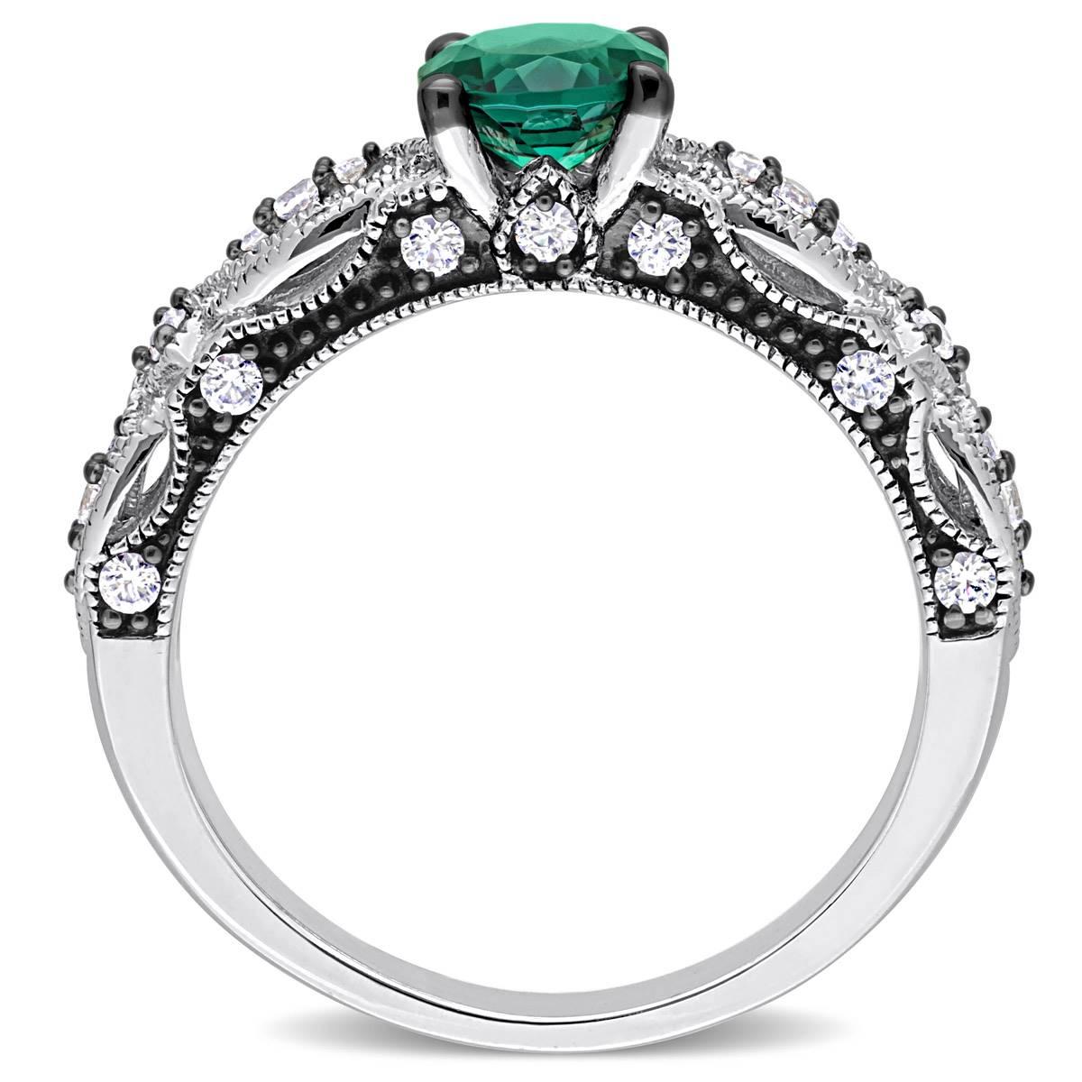 Gemstone Classics™ Lab Created Emerald & White Sapphire Ring