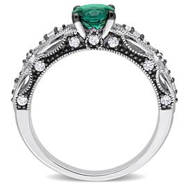 Gemstone Classics™ Lab Created Emerald & White Sapphire Ring