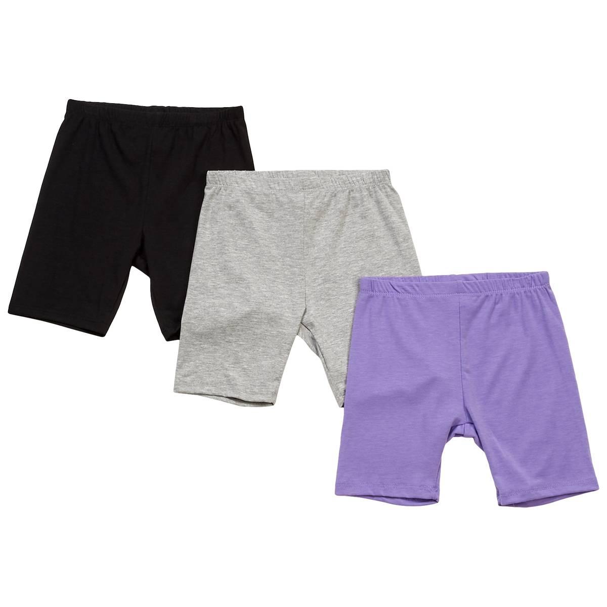 Girls (4-6x) One Step Up 3pk. Solid Bike Shorts - Violet Tulip