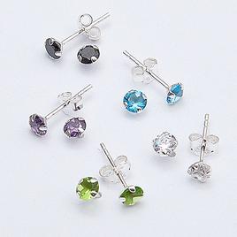 Marsala 5 Pair Cubic Zirconia Post Earring Set