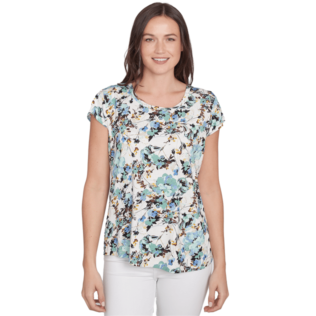 Womens Emaline Key Items Cap Sleeve Blooming Floral Tee