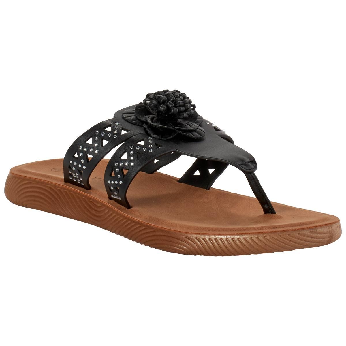 Womens Ella & Joy Perf Flower Thong Sandals