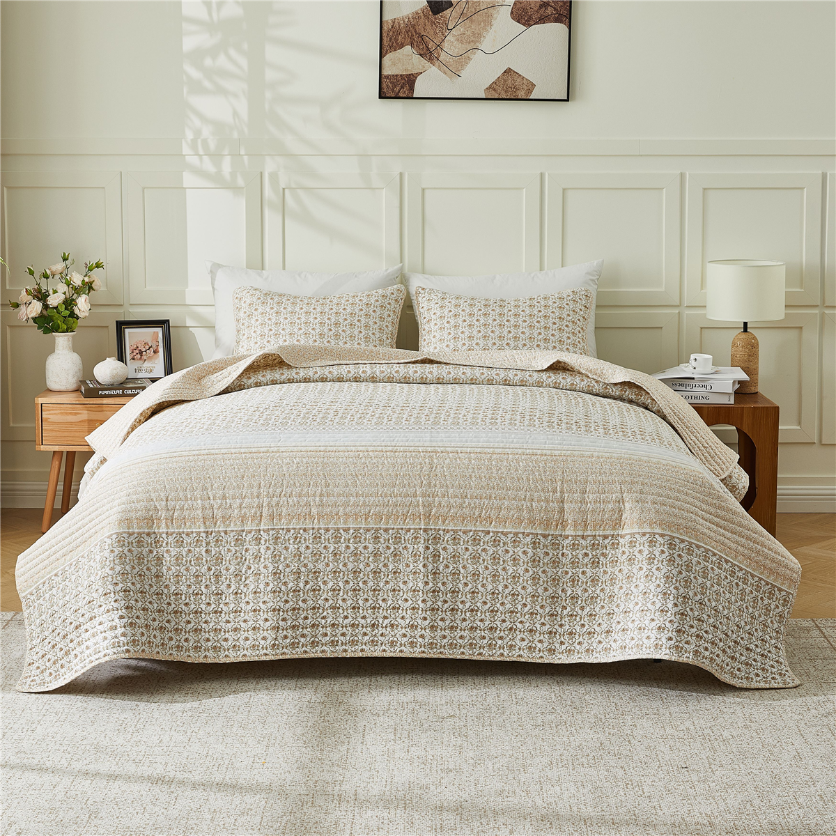 Patina Vie Maison Vintage Floral Loretta Rosey Lace Quilt Set