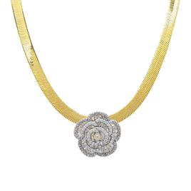 Gianni Argento 1/10ctw. Diamond Baguette Flower Motif Necklace