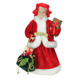 Northlight Mrs Claus with Present & Gift Bag Christmas Figure