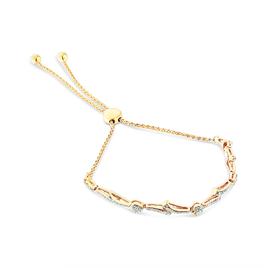 Haus of Brilliance Gold over Silver Diamond Accent Bolo Bracelet