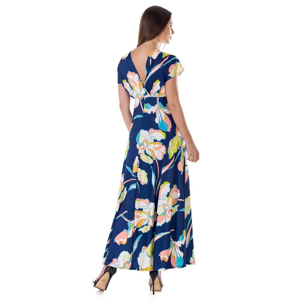 Womens 24/7 Comfort Apparel Floral Empire Waist Maxi Dress